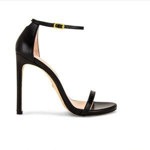 Stuart Weitzman Nudist Stiletto Heel Ankle Strap Sandal Black Size 8